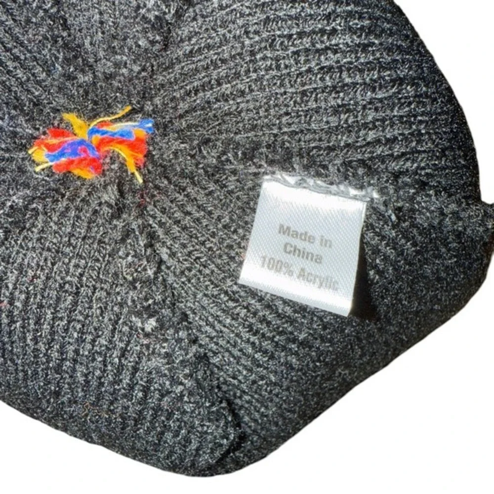 Caterpillar CAT Unisex One‎ Size Pre-Owned Embroidered Black Beanie Hat Pom Pom